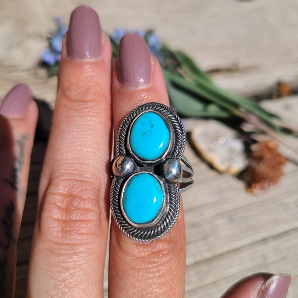 Turquoise and sterling silver ring - Picture 4 of 6